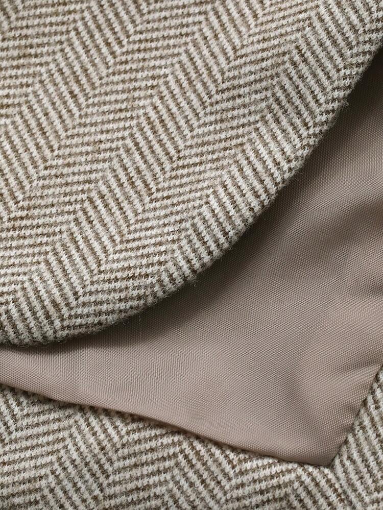 Women's Casual Herringbone Pocket Belt Blazer Jacket, Autumn Business Attire