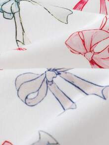 THE HAPPY LOOK Young Girl Bow Knit Soft Round Neck Long Sleeve Waist Cinched Dress - Multicolor - View 3