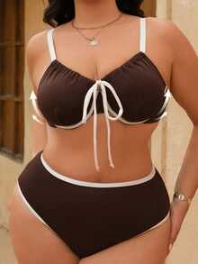 Swim Chiccia Bộ đồ bơi viền kim loại thanh lịch cỡ lớn họa tiết chắp vá Holiday Beach - Nhiều màu - Xem 1