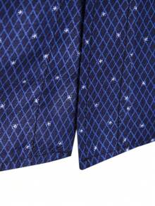 Manfinity Mode Men's Plaid Long Sleeve Single-Breasted Casual/Business Shirt - Navy Blue - View 6