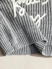 SHEIN Soft, Comfortable, Versatile Casual Crew Neck Long Sleeve Sweatshirt With Cute Lettering Graphic, Suitable For Baby Boy, Baby Girl, Toddler, Indoor, Outdoor, Daily, Sports, Play, Party, Photo, Holiday, Spring, Summer, Autumn, Winter - Grey - View 6