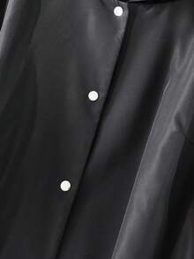 SHEIN CURVE+ Plus-Size Women's Black Mid-Length Trench Coat Winter Fall Autumn/Autumn /Winter