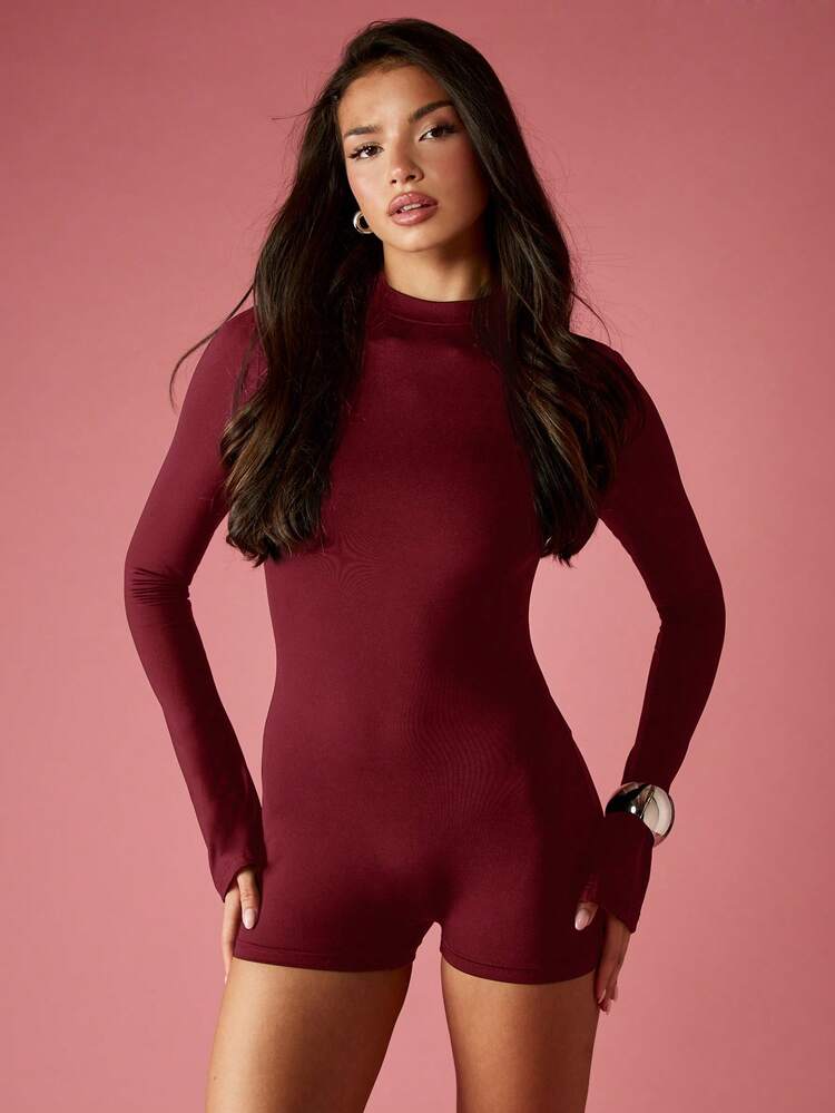 MISSGUIDED Tuta intera a maniche lunghe con collo alla coreana per abbigliamento casual autunno/inverno