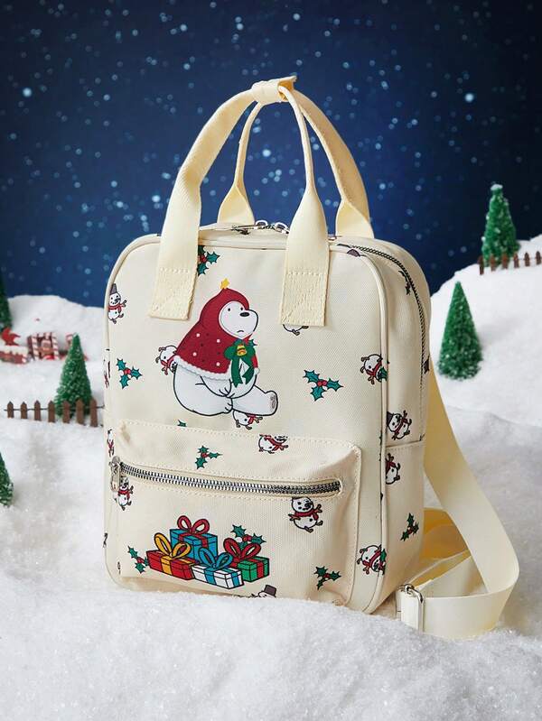 We Bare Bears X SHEIN Women's Cartoon Pattern Cute & Fashionable Backpack