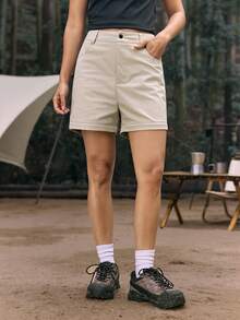 In My Nature Quần ống đứng ngoài trời dành cho nữ có túi rời - Màu be - Xem 2