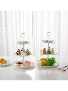 多层欧式甜点托盘、蛋糕架、甜品展示架 - 白色1PC - 查看 3