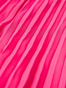 Travachic 大码女式橙色和紫红色拼接褶皱V领长袖宽松派对连衣裙 - 彩色 - 查看 6