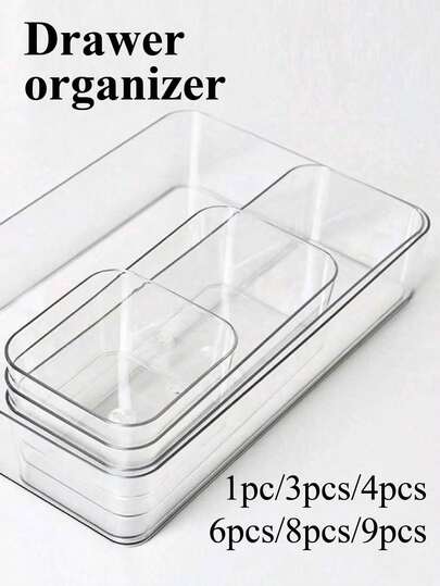 Desktop And Drawer Divider Storage Boxes For Makeup, Cosmetics, Hair Accessories, Office Supplies, Kitchen Items And. Available In Various Sizes And Combinations, With Options For Free Assembly. Durable And Sturdy. 1pc/3pcs/4pcs/6pcs/8pcs/9pcs.