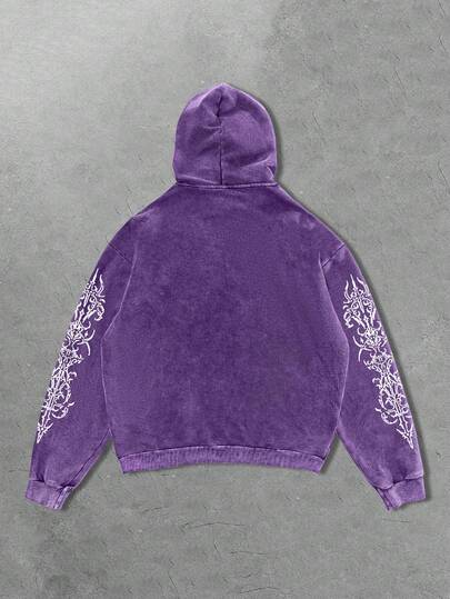 Goth Black Snowflake Gothic Print Hooded Sweatshirt For Men, No Pocket