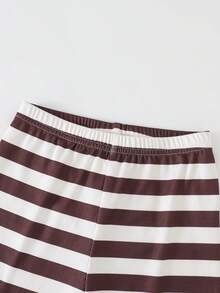 THE HAPPY LOOK 2pcs/Set Young Girl Cartoon Animal Pattern Knit Soft Crew Neck Long Sleeve Sweatshirt And Striped Elastic Waist Flared Pants Set - Multicolor - View 5