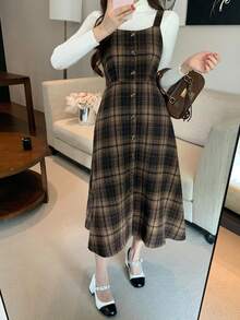 DAZY 优雅图案无袖美人鱼中长连衣裙，秋季女装