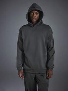 Driftmere 男士户外风景艺术森林露营元素印花长袖休闲抓绒连帽衫，秋冬季，户外图案 - 深灰色 - 查看 5