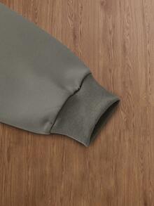 TOKVUE Men's Solid Color Embroidered Crew Neck Casual Pullover Sweatshirt - Dark Grey - View 7