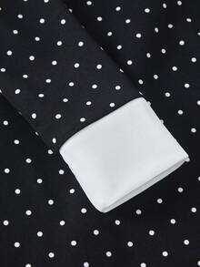 Váy dài tay ôm sát họa tiết chấm bi cổ điển tương phản dành cho bé gái tuổi teen - màu đen - Xem 6