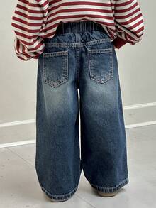 DAZY 儿童秋季服装 男童宽松直筒牛仔裤，百搭秋季长裤 - 藍色 - 查看 6