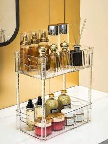 1pc 2/3 Layers Transparent Cosmetic Organizer Storage Rack For Countertop, Display Shelf For Desk Gadgets, Perfume And Skincare Makeup Products Tray - Clear - View 6