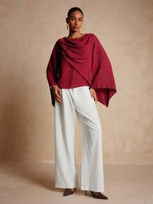 Vesra Women's Elegant Asymmetrical Wrap Top - Red - View 4