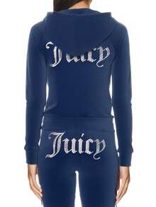 Juicy Couture Women's Full Zip Hoodie Navy - Navy Blue - View 2