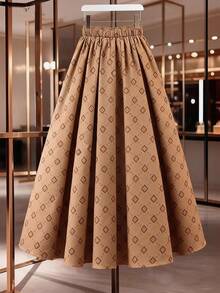 GlowEve 菱形图案褶裥优雅半身裙 - 彩色 - 查看 2