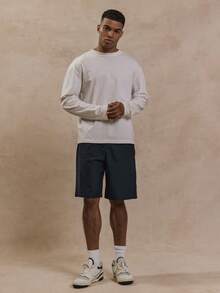 Musero Elasticated Button Detail Smart Shorts Summer Street Style Holiday Vacation Casual - Navy Blue - View 1