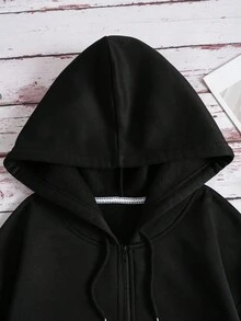 INAWLY Sudadera con capucha y cremallera para mujeres, ideal para graduación, regreso a la escuela, graduación, maestras, otoño - Negro - Ver 6