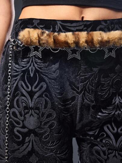 Goth 1pc Women Retro Decor Zinc Alloy Funky Belt Leopard Yellow Imitation Fuzz