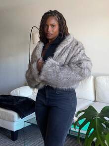 Tyla Gomez 秋冬女士纯色长袖休闲蓬松夹克 - 卡其色 - 查看 5