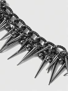 ROMWE Goth 1 件时尚奢华哥特式朋克别致 Y2K 精致尖刺多层颈链，女士日常佩戴和节日派对珠宝