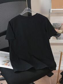 TEENAGE MUTANT NINJA TURTLES | SHEIN Tween Boy Casual Cartoon Print Short Sleeve T-Shirt, Suitable For Summer - Black - View 2