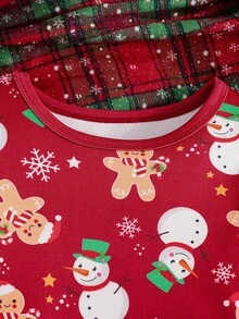 Girls Gingerbread Man & Santa Claus Print Long Sleeve Snug Fit Pajama Set Whole Family Matching Pjs - Multicolor - View 4