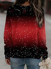 SHEIN LUNE 圣诞风渐变雪花女式圆领卫衣，适合日常通勤、上学、购物、约会、节日派对等场合，时尚保暖，是秋冬季的理想之选。 - 彩色 - 查看 2