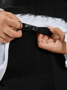 SHEIN 秋季服装，秋季孕妇装，孕妇加大码两件套，长袖上衣搭配可调节腰裤，休闲套装，加大码套装，打底裤，加大码女装，时尚加大码，加大码打底裤，加大码紧身裤，加大码女装两件套，曲线加大码，加大码套装，开衩打底裤，女士打底裤 - 黑與白 - 查看 8