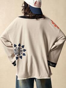 Bohemela 女士休闲宽松复古时尚抽绳喇叭袖上衣 - 杏色 - 查看 7