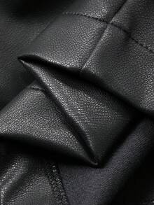 Dazy Plus Plus Size Women Casual Solid Color Short Straight PU Shorts, Autumn/Winter - Black - View 5