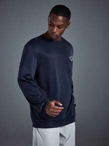 Driftmere 男士休闲街头卫衣，野花图案，山地公路露营元素简约印花，适合秋冬季、健身/训练/跑步等场合，春夏皆宜。 - 藏蓝色 - 查看 5