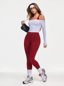 Eassivo Eassivo Burgundy Seamless Long Jumpsuit For Women Sleeveless Square Neck High Waist Lightweight Breathable Backless Design - Burgundy - View 6