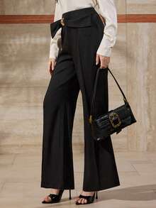 Modelyn Elegante Damenhose mit weitem Bein und Metalldekoration für den Büroalltag