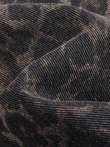 SHEIN Explorewe Tween Girls' Y2K Style Leopard Print Cargo Pants, Soft Washed Leopard Camouflage, Y2K Streetwear Fashion, Relaxed Fit With Accordion Pockets, Elastic Waist, Straight Leg, Cotton Denim Fabric, Suitable For Daily, Party, School, Commuting, Autumn/Winter New Arrival - Multicolor - View 7