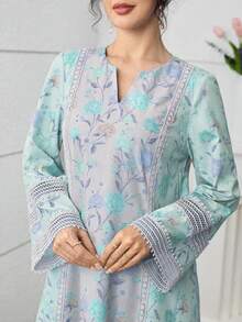 Yasmyna Vestido holgado y de moda con parches de encaje floral romántico para mujeres