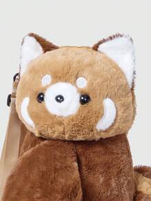 ROMWE Kawaii 可爱派对浣熊毛绒背包，动物造型卡通单肩斜挎包，大容量手机钱包，节日派对个性背包，女士化妆包，时尚校园背包，生日礼物 - 棕色 - 查看 6