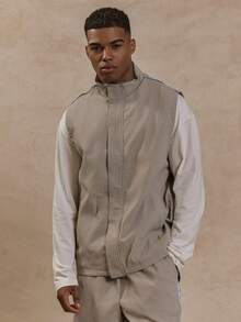 Musero جاكيت صيفية بدون أكمام مع سحاب للرجال، مناسبة للعطلات والأجازات