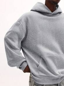 SUMWON Heather连帽卫衣，带字母印花，休闲套头长袖卫衣 - 淺灰色 - 查看 5