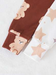 THE HAPPY LOOK 4件套女童卡通动物印花针织柔软圆领长袖上衣和松紧腰长裤贴身睡衣套装 - 彩色 - 查看 4