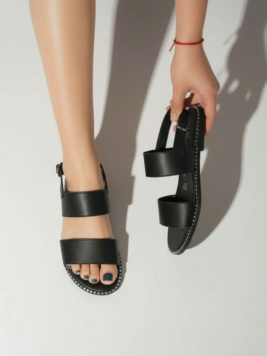 Women Flat Sandals - 黑色 - 查看 1
