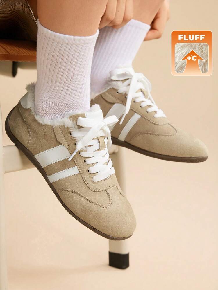 CUCCOO EASI Women's Contrast Color Lace-Up Casual Fashionable Comfortable Sports Shoes