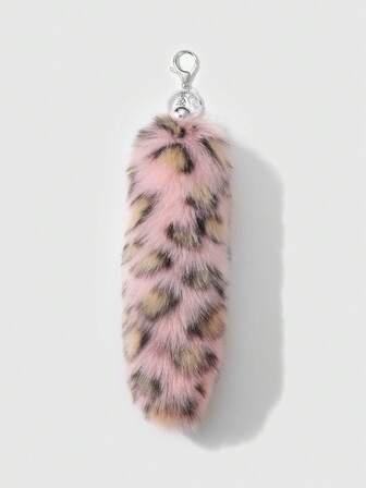 Goth 1 Stück Y2K süß & cool Retro personalisierter lässiger luxuriöser hochwertig flauschiger Kunstfell puderbrauner Leoparden-/Tigersteifen-Tier Muster Kunstleopard/Tiger Schwanz Schlüsselanhänger Taschenanhänger, geeignet für Cosplay, Alltagskleidung, Geschenk