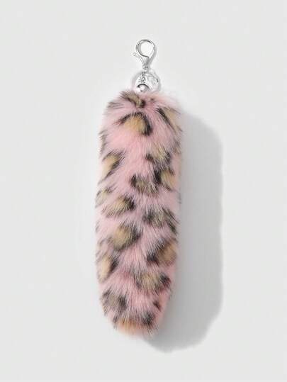 Goth 1 pieza Lindo y genial accesorio Y2K retro personalizado, de alta calidad y esponjoso, con estampado de rayas de leopardo y tigre en color marrón polvo, ideal para cosplay, uso diario y como regalo, accesorio colgante para bolso