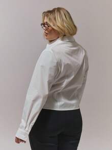 MUSERA Plus Size Blouses Cinched Waist Fitted Wasitline Spring Summer Business Casual Holiday - White - View 4