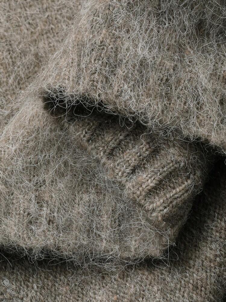 Women's Casual Solid Color Turtleneck Wrap Sweater, Autumn/Winter