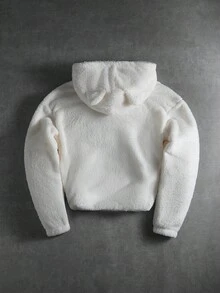 PAVTROS 男士连帽抓绒卫衣，卡通耳朵设计，白色，创意风格，适合休闲、通勤、日常穿着、街头潮流，是送给男友、老公、休闲、运动、通勤、返校、度假、情侣装、个性单品、朋友、街头服饰的绝佳礼物。 - 白色 - 查看 2